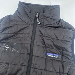 Patagonia Nano Puff Vest Womens Medium Black Quilted Primaloft Insulated Flaw